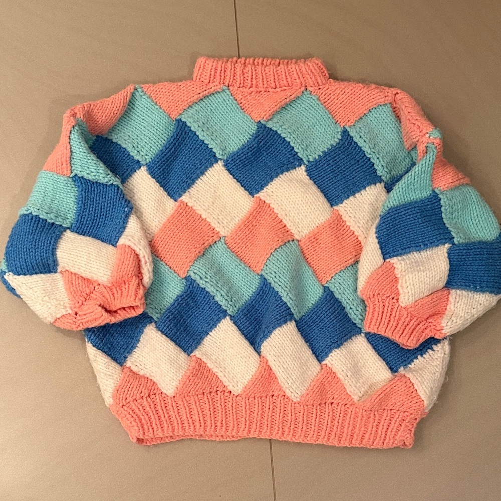 Colorful Argyle Knit Sweater